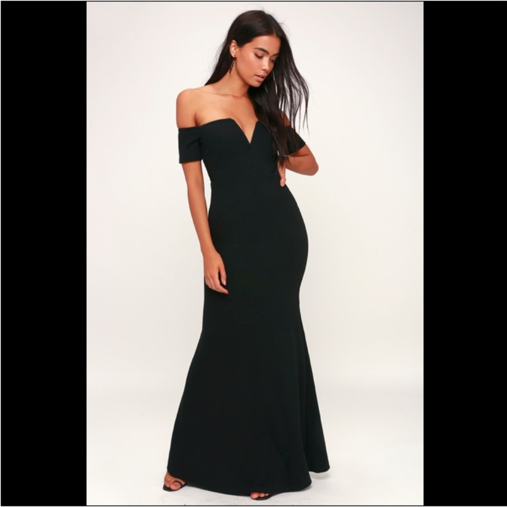 Lulus Black Off-the-Shoulder Maxi Dress